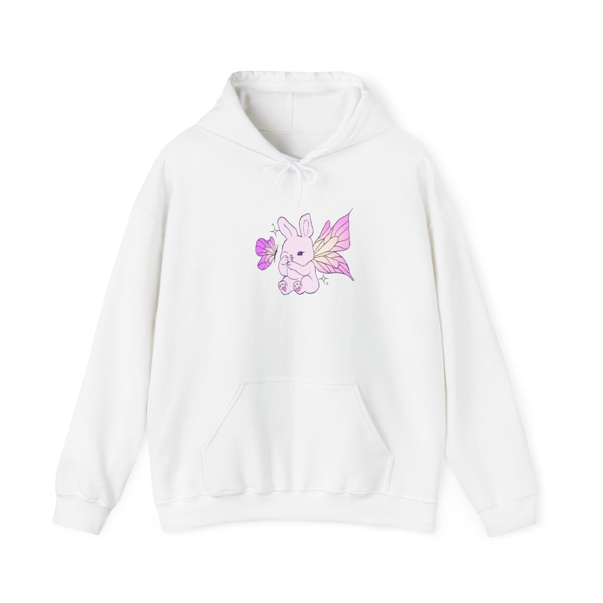 Pastel Fairy Bunny Hoodie | Cute Rabbit with Wings, Purple Flower