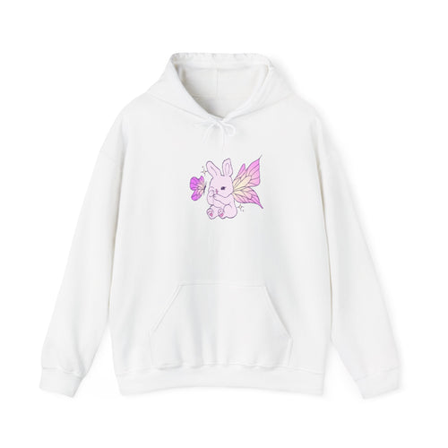Pastel Fairy Bunny Hoodie | Cute Rabbit with Wings, Purple Flower