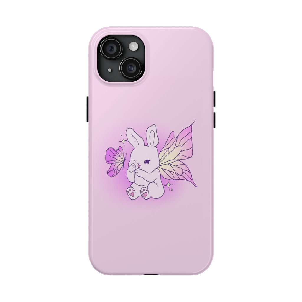 Pixie Lavender Fairy Bunny Phone Case | Pink rabbit with wings, pastel floral design