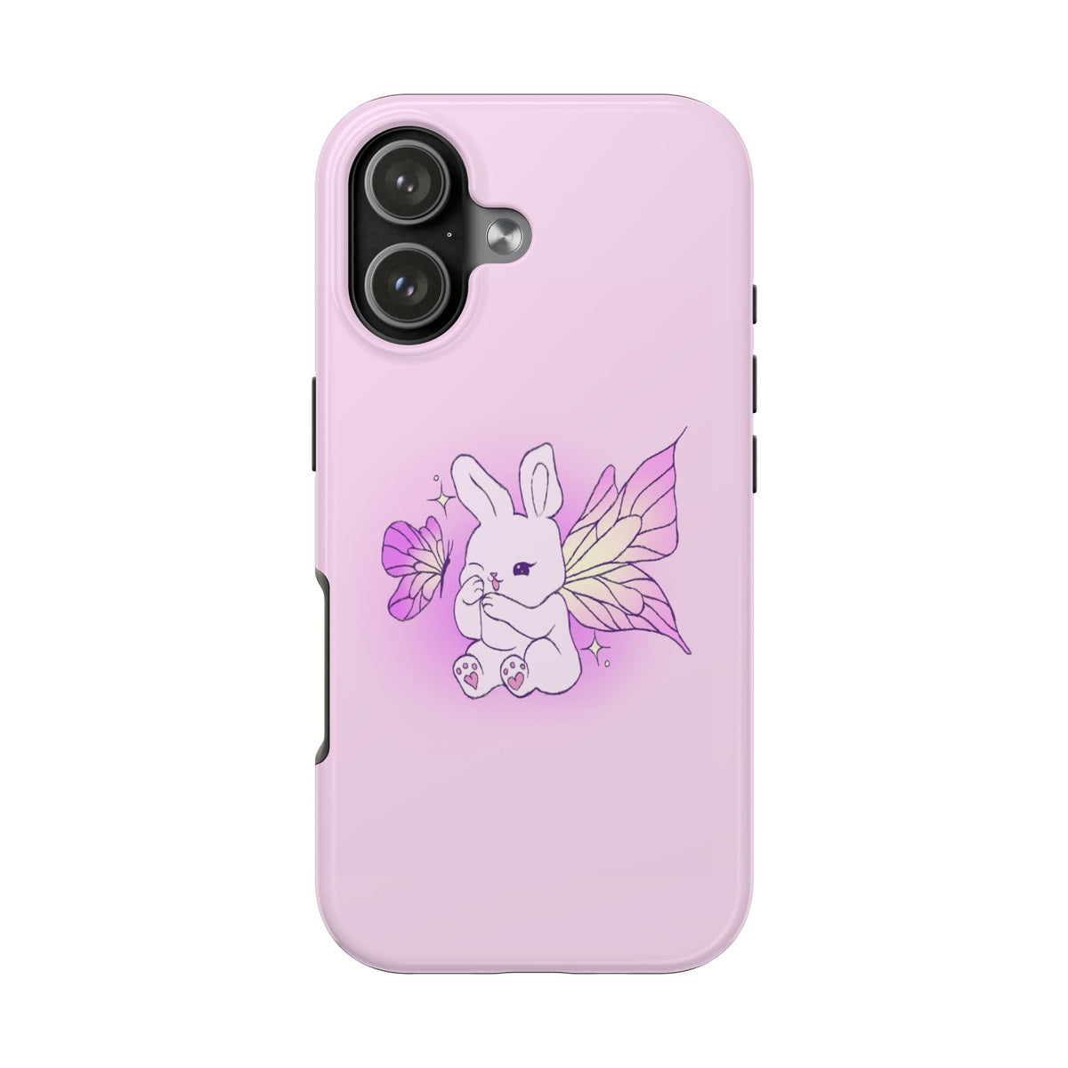 Pixie Lavender Fairy Bunny Phone Case | Pink rabbit with wings, pastel floral design