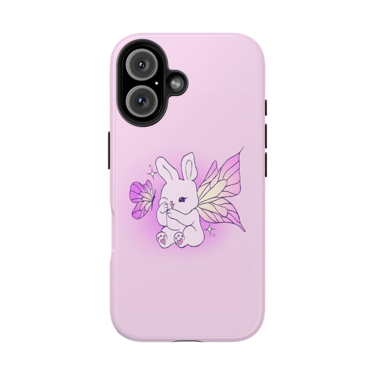 Pixie Lavender Fairy Bunny Phone Case | Pink rabbit with wings, pastel floral design