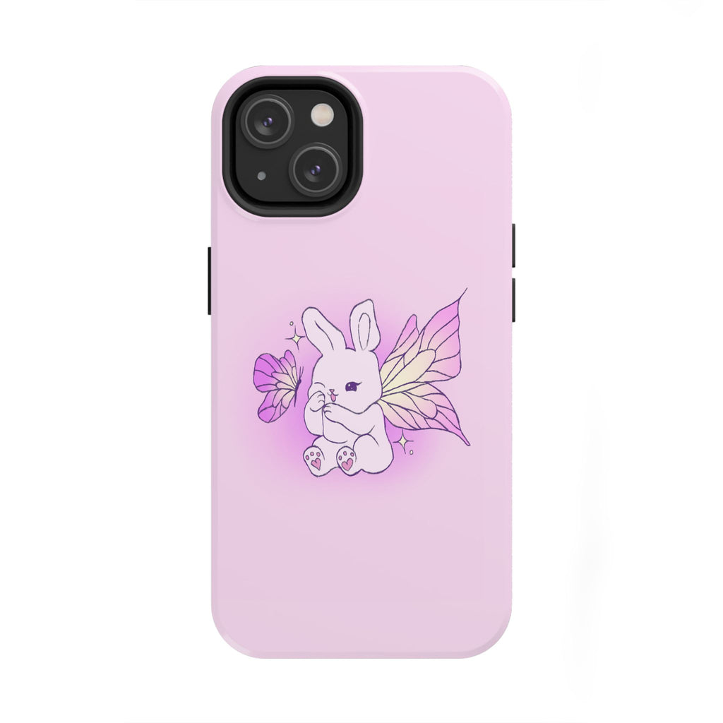 Pixie Lavender Fairy Bunny Phone Case | Pink rabbit with wings, pastel floral design