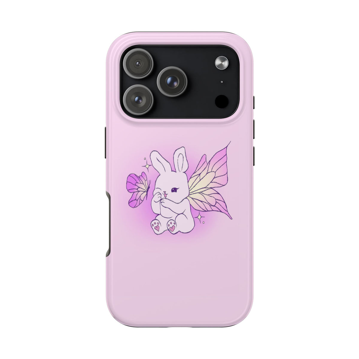 Pixie Lavender Fairy Bunny Phone Case | Pink rabbit with wings, pastel floral design