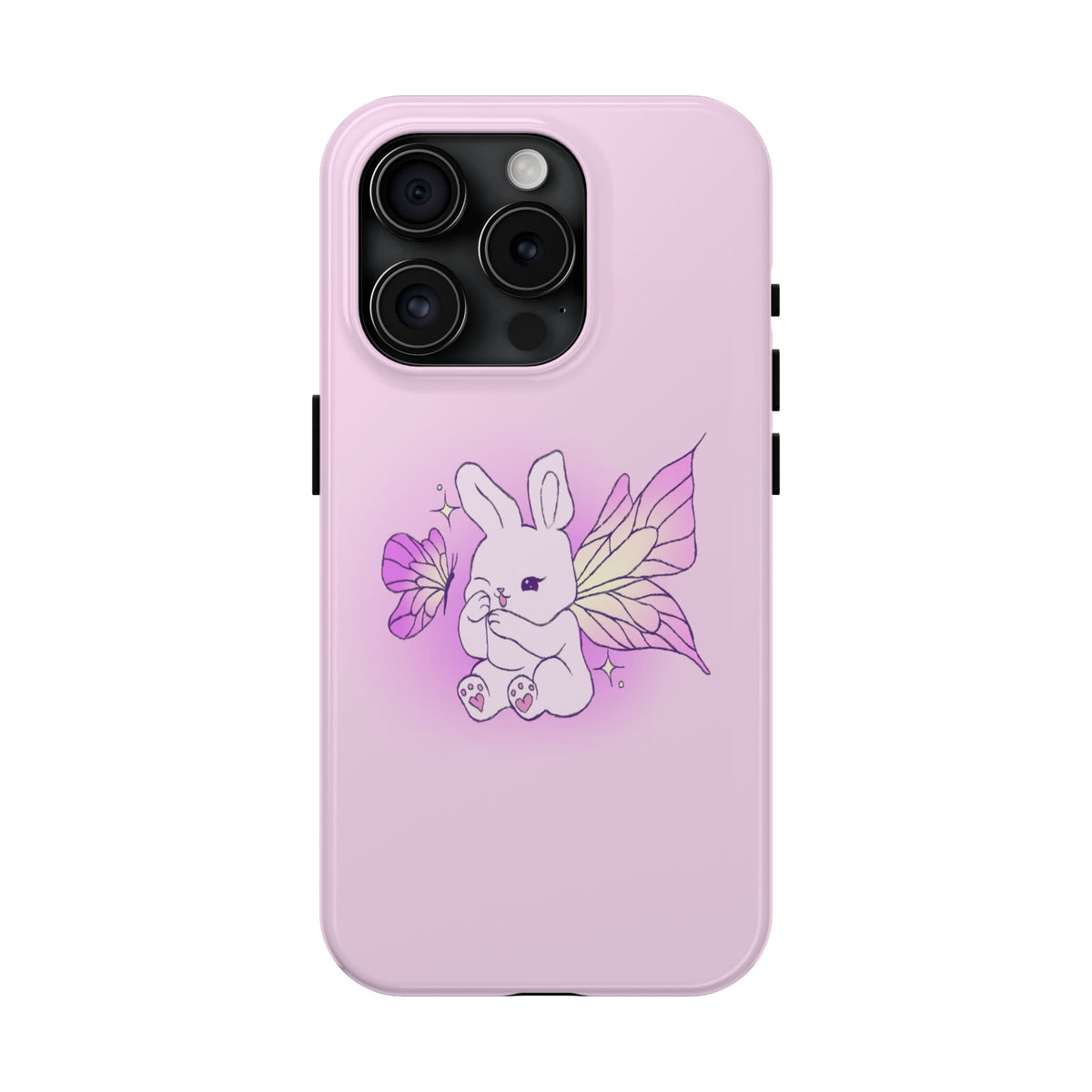 Pixie Lavender Fairy Bunny Phone Case | Pink rabbit with wings, pastel floral design