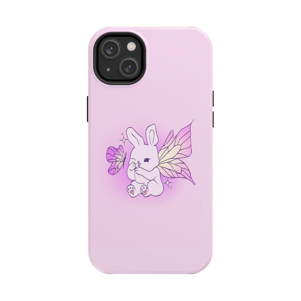 Pixie Lavender Fairy Bunny Phone Case | Pink rabbit with wings, pastel floral design
