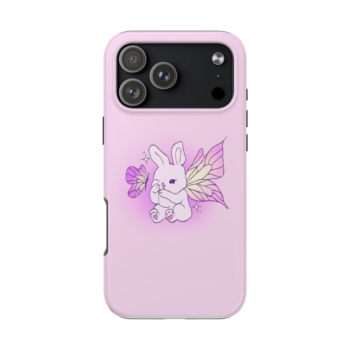 Pixie Lavender Fairy Bunny Phone Case | Pink rabbit with wings, pastel floral design