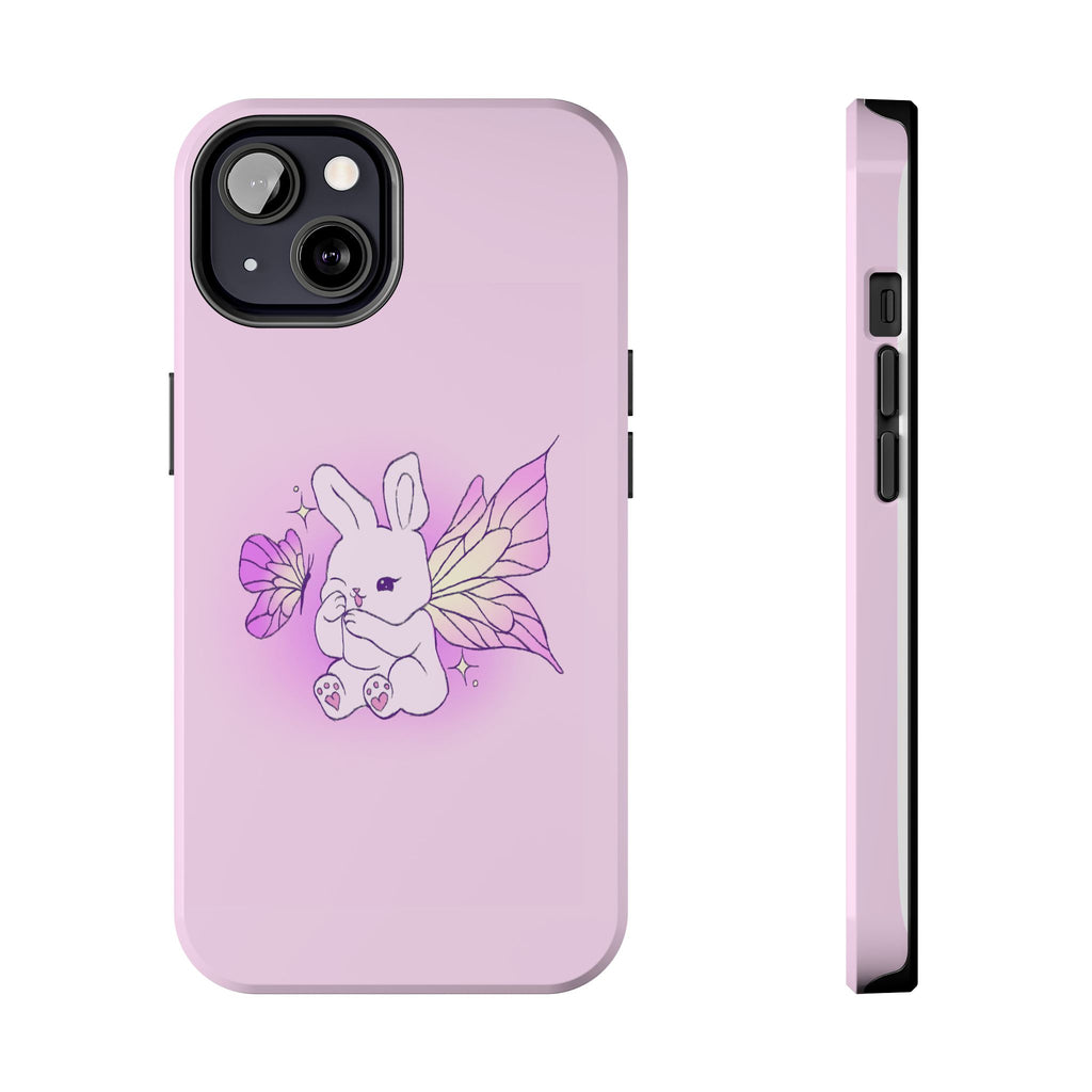 Pixie Lavender Fairy Bunny Phone Case | Pink rabbit with wings, pastel floral design